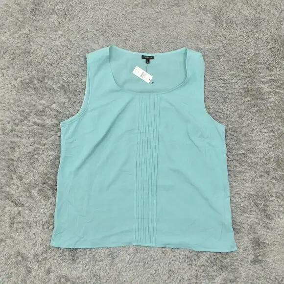 NEW Talbots Women's Plus Size 18 Blouse Top Sleeveless Blue Polyester Scoop Nec - Picture 2 of 8